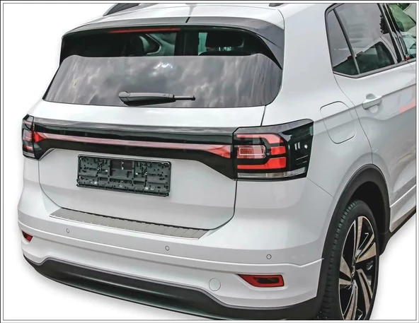 Vw T-Cross Krom Arka Tampon Üstü Koruma 2018> Paslanmaz Çelik Taşlı - Resim 3