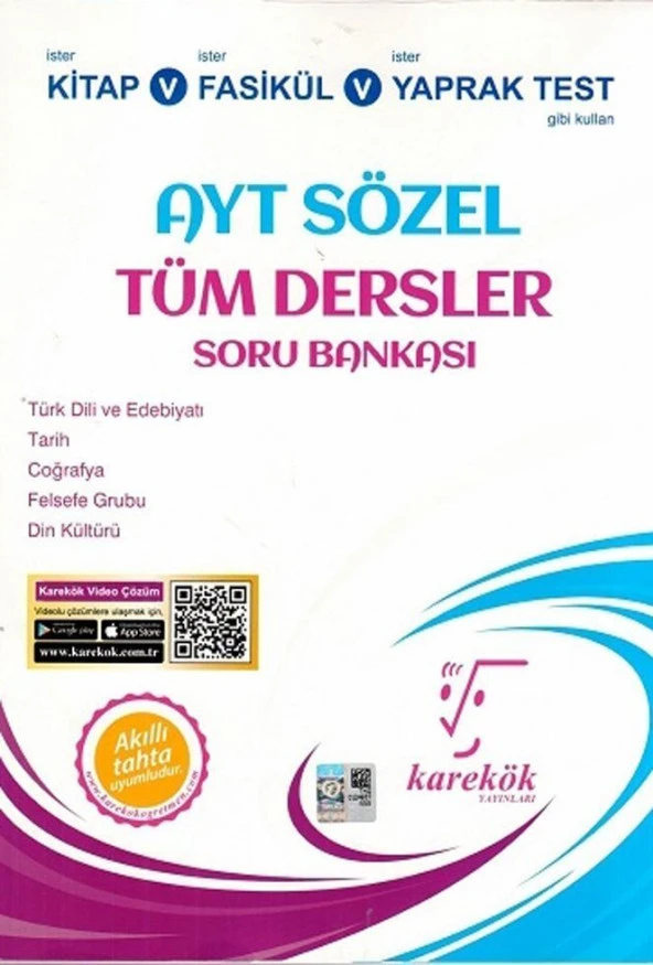 AYT Sözel Tüm Dersler Soru Bankası Karekök Yayınları