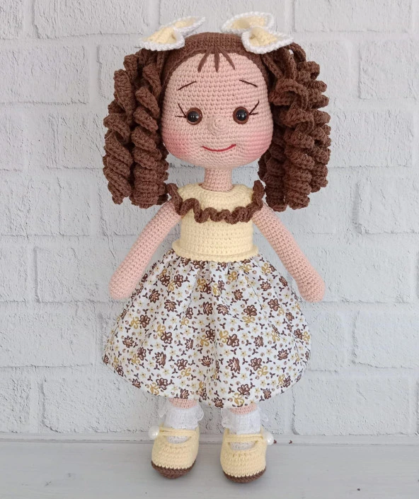 Güz Kıvırcık Saçlı Karnaval Bebek Amigurumi Organik Oyuncak - 1