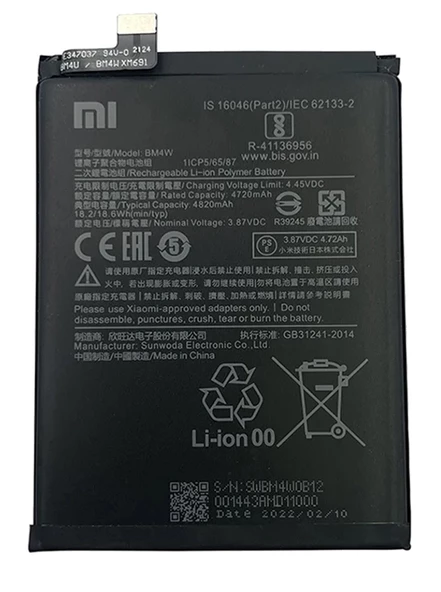 Xiaomi Mİ 10T LITE - BM 4W - Batarya Pil Sıfır Orijinal