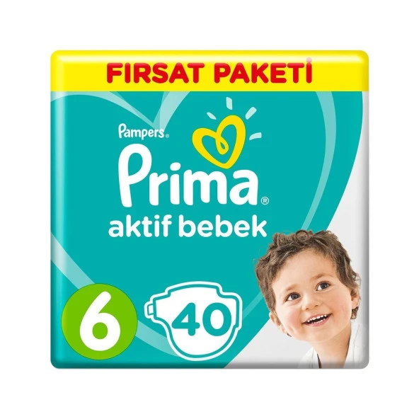 Prima Bebek Bezi Aktif Bebek Fırsat Paket 6 Beden 40 Adet