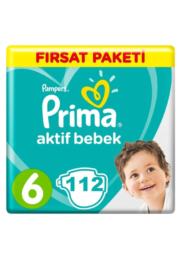 PRİMA,Bebek Bezi Aktif Bebek 6 Beden 112  Adet