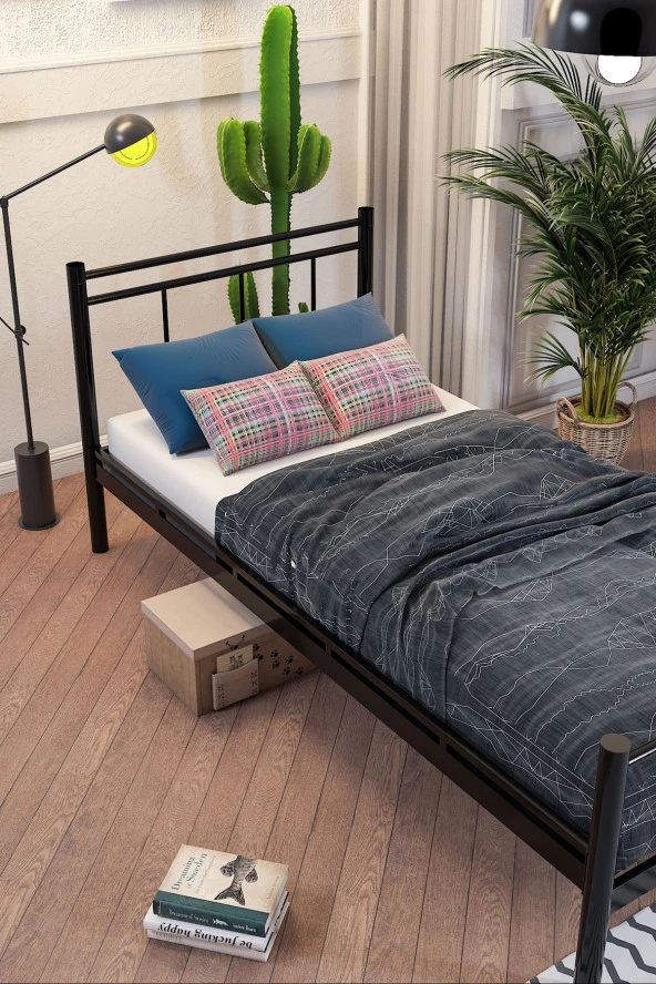 Limni Home Tek Kişilik Ferforje Metal Karyola - Siyah-90X190 - 3