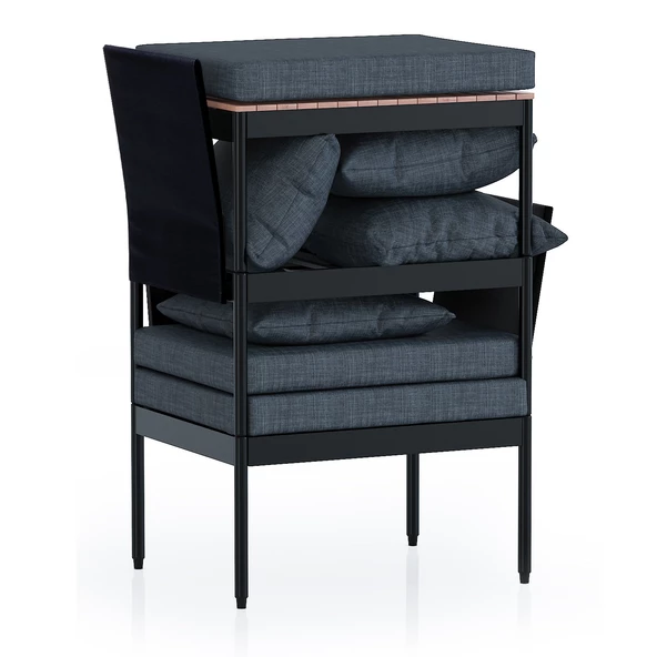 Limni Home Mini Multilounge Bahçe Balkon Seti, Şezlong ( SİYAH ) - 5