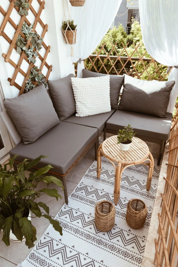 Limni Home Mini Multilounge Bahçe Balkon Mobilyası, Şezlong ( GRİ ) - 2