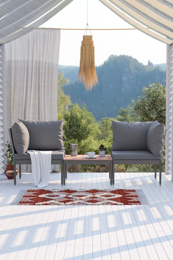 Limni Home Mini Multilounge Bahçe Balkon Mobilyası, Şezlong ( GRİ ) - 3