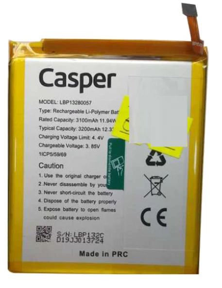Casper Via E3 Batarya Pil Sıfır Orijinal