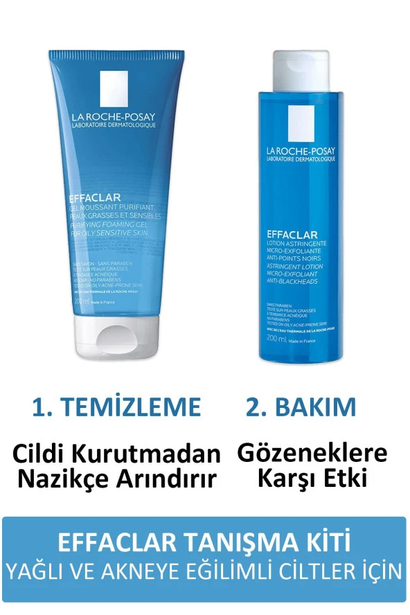 La Roche Posay Effaclar Jel 200 ml + La Roche Posay Effaclar Sıkılaştırıcı Tonik 200 ml