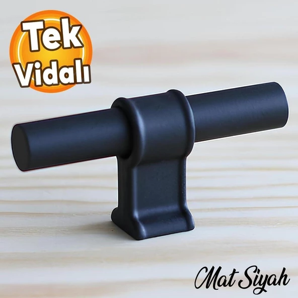 Hisar Mat Siyah Metal Düğme Tek Vidalı Çekmece Mutfak Mobilya Dolabı Dolap Kulpu Kulbu Kulpları