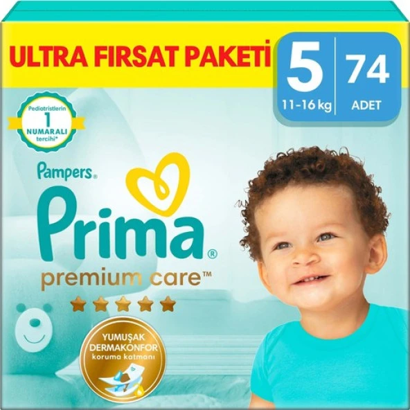 Prima Bebek Bezi Premium Care 5 Beden 74 Adet Junior Fırsat Paketi