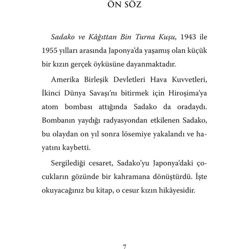 SADAKO VE KAĞITTAN BİN TURNA KUŞU ELENOR COERR  BEYAZ BALİNA - 2