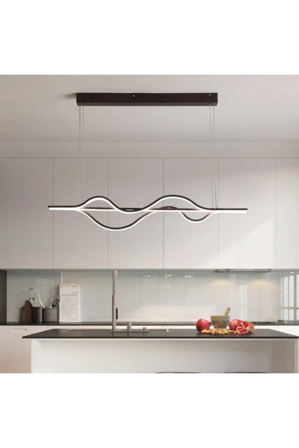 Voxlamp lighting solutions Ruffle Samsung Ledli Dalgalı 3lü Özel Tasarım Sarkıt Avize 120cm