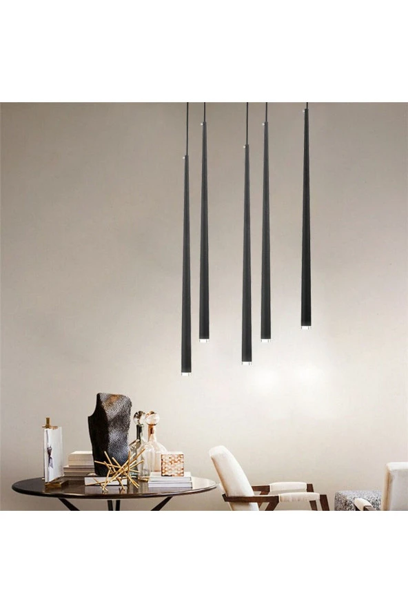 Voxlamp lighting solutions Sarkıt Led Avize Conical 52cm Beşli Yuvarlak Rozans