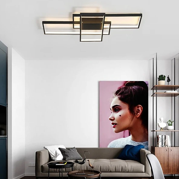 Oblong Keskin Köşe Plafonyer Led Avize 110 x 80 Cm - Resim 2