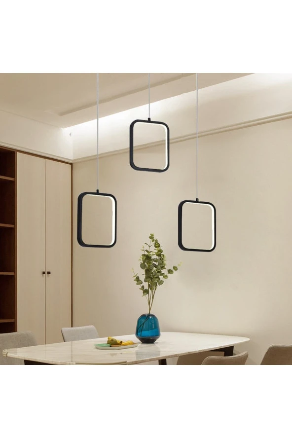Voxlamp lighting solutions Symbol 3'lü Dikdörtgen Sarkıt Led Avize