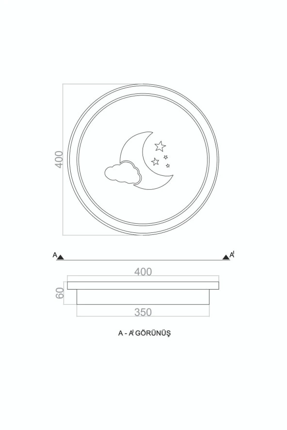 Baby Lamp Plafonyer Led Avize 40 Cm - Resim 2