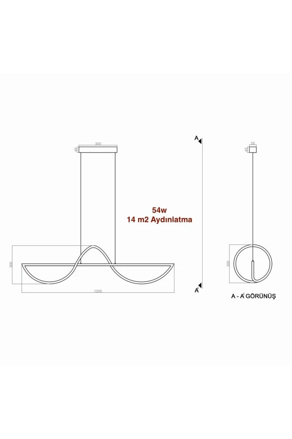 Samsung Led, Modern Sarkıt Avize Retro Ev Ofis Cafe Restoran Belcanto 120 Cm - Resim 3
