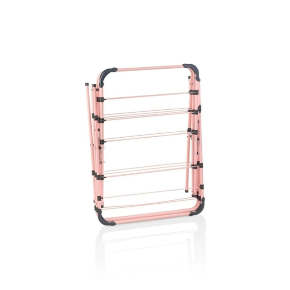 ROMEE Bebek Çamaşır Kurutmalık Askısı Pratik Katlanır Yenilendi 3katlı Dar Balkon Otel Pembe - 2