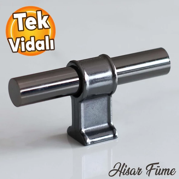 Hisar Füme Metal Düğme Tek Vidalı Çekmece Mutfak Mobilya Dolabı Dolap Kulpu Kulbu Kulpları