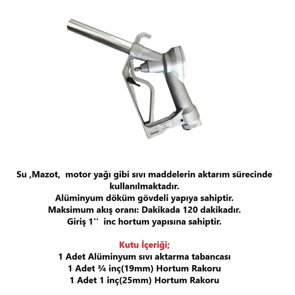 Gross Alüminyum 3/4 Inc Manuel Yağ ve Mazot Aktarma Tabanca - Resim 3