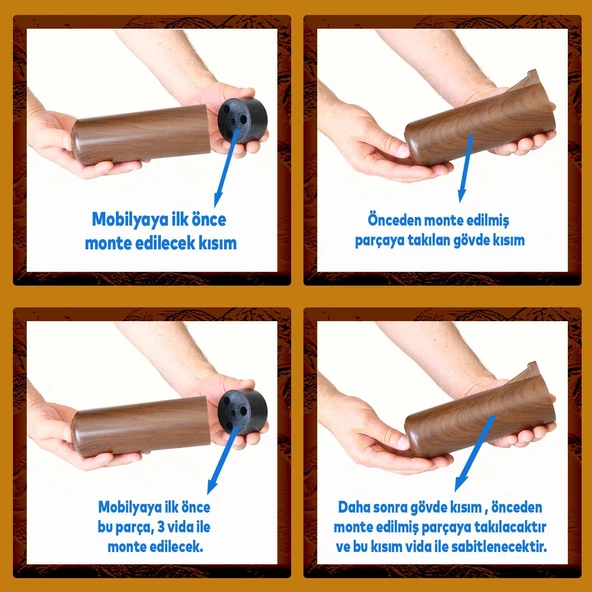 Kapsül Ayak Mobilya Yükseltici Kanepe TV Ünitesi Koltuk Ayağı Baza Ayakları Kübik Ceviz 15 cm - Resim 5