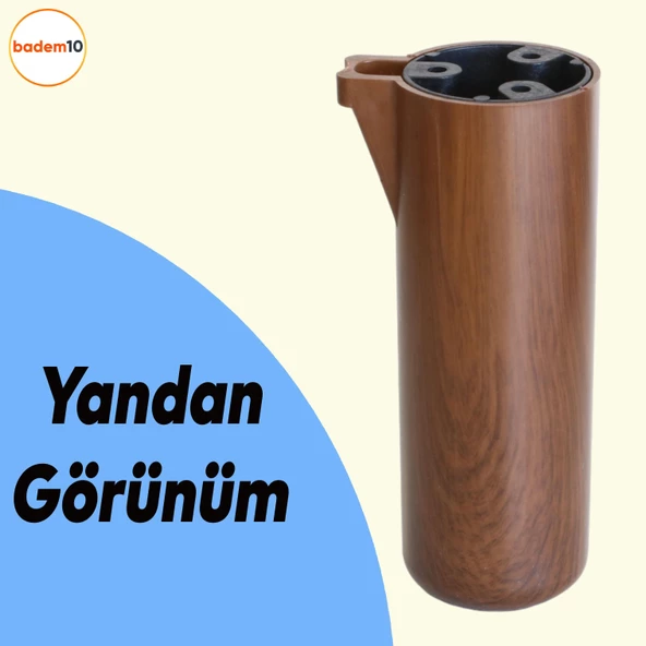 Kapsül Ayak Mobilya Yükseltici Kanepe TV Ünitesi Koltuk Ayağı Baza Ayakları Kübik Ceviz 15 cm - Resim 3