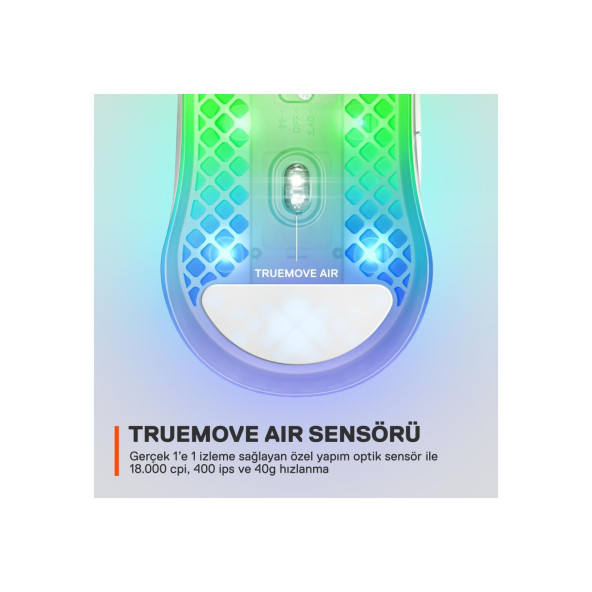 SteelSeries Aerox 3 RGB Ghost Edition Şarjlı Optik Kablosuz Oyuncu Mouse - 4