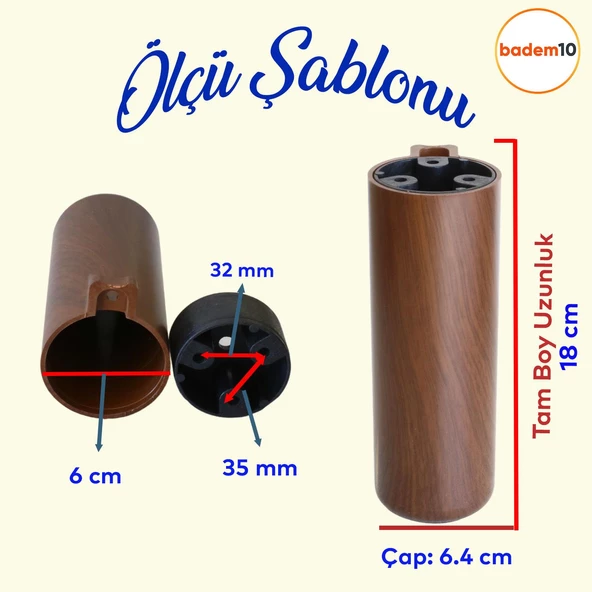 Kapsül Ayak Mobilya Yükseltici Kanepe Tv Ünitesi Koltuk Ayağı Konsol Ayakları Kübik Ceviz 18 Cm - 2