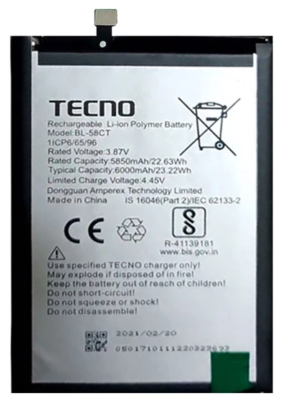Tecno Spark 7 Batarya Pil Sıfır Orijinal