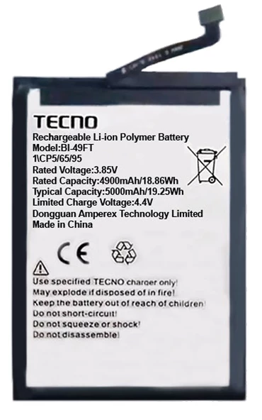 Tecno Spark 6 GO Batarya Pil Sıfır Orijinal ürün görseli 1