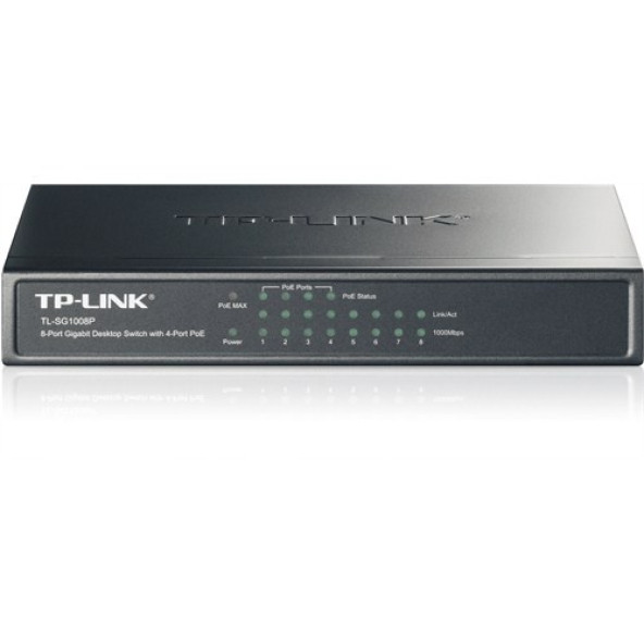 TP-LINK TL-SG1008P, 8-Port 10/100/1000Mbps Tak ve Kullan dahili 4 Port POE Destekli Gigabit Switch