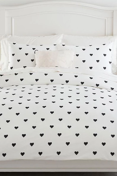 Heart Çift Kişilik Çarşafı Lastikli Kalpli Nevresim Takımı - 2
