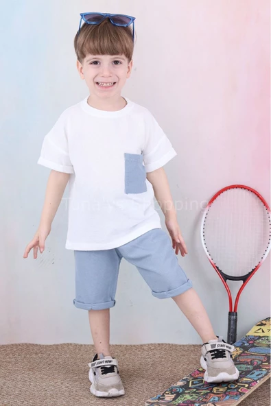Erkek Çocuk Şortlu Takım Oversize Kalıp Waffle Kumaş (6sFOG6Wo6r) - 9