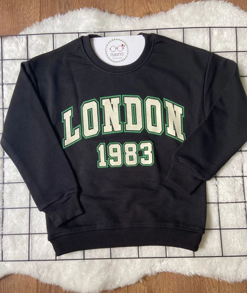 London Baskılı Çocuk Oversize Sweatshirt (Dhb9QCy9COvKv) - 11