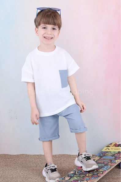 Erkek Çocuk Şortlu Takım Oversize Kalıp Waffle Kumaş (6sFOG6Wo6r) - 7