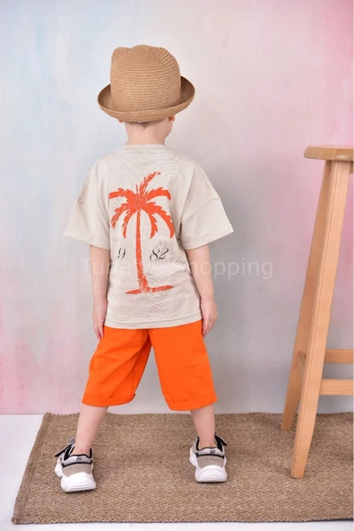 Erkek Çocuk Kapri Oversize T-shirt Takım %100Pamuk (GemxV40nrK) - 6