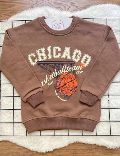 CHICAGO Baskılı Çocuk Oversize Sweatshirt (vIpnzArJbTxxZ) - 7