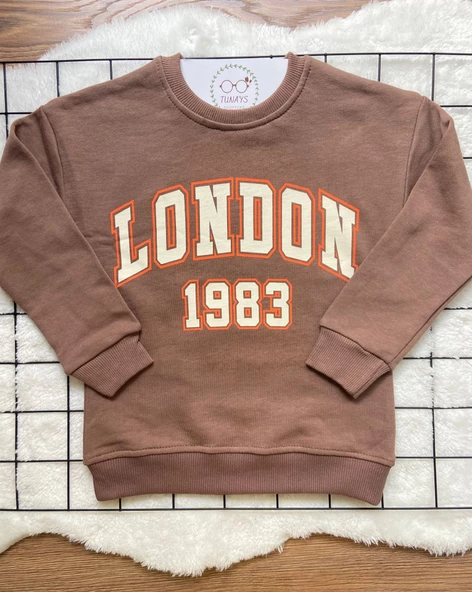 London Baskılı Çocuk Oversize Sweatshirt (Dhb9QCy9COvKv) - 9