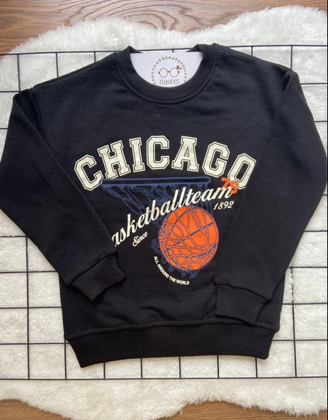 CHICAGO Baskılı Çocuk Oversize Sweatshirt (vIpnzArJbTxxZ) - 10