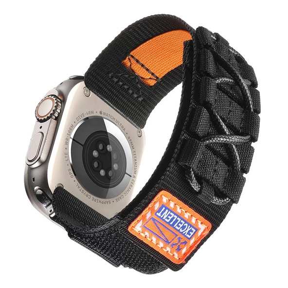 Watch Ultra 49mm KRD-112 Orbital Örgülü Halat Tasarımlı Naylon Kumaş Hasır Kordon - Resim 10