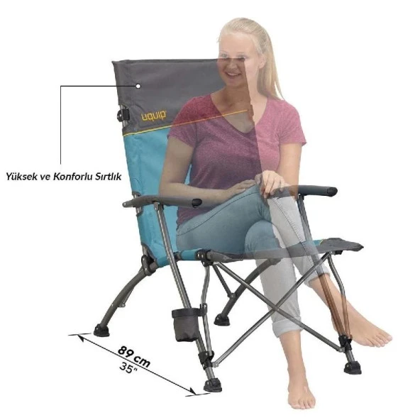 Uquip Sidney Yüksek Konforlu & Takviyeli Katlanır Kamp Sandalyesi - 3
