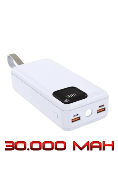 Powerbank 30.000 mAh Led El Feneri Özellikli Dahili Kablolu Powerbank