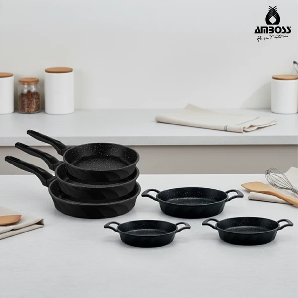 Amboss Onix 6 Parça Odin Döküm Tava ve Sahan Seti ürün görseli 1