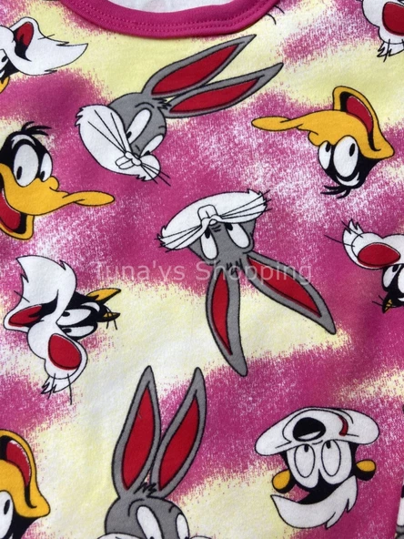 %100 Pamuk Penye Kumaş Bebek Çocuk Pijama Takım - PEMBE PİJAMA TAKIMI BAKS BANNY (4fhcwzWThPDON) - 5