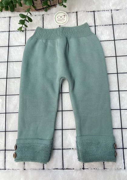 Unisex İçi Havlulu Kalın Kışlık Beli Lastikli Triko Pantolon (0Uum3KKFruPks) - 3