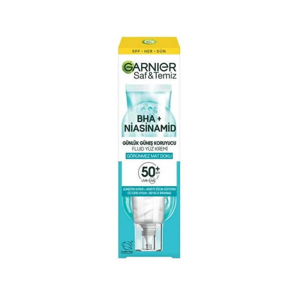 Garnier Saf ve Temiz BHA+Niacinamide Günlük Güneş Koruyucu Fluid Yüz Kremi SPF50+ 40ml - 1