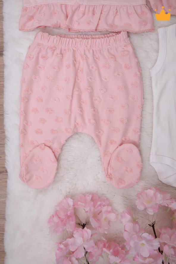 Babyhola Fırfırlı Dantelli Kız Bebek Yenidoğan 8'li Zıbın Seti 0-3 Ay Hediyelik Hastane Çıkışı Yavruağzı 5025 - 3