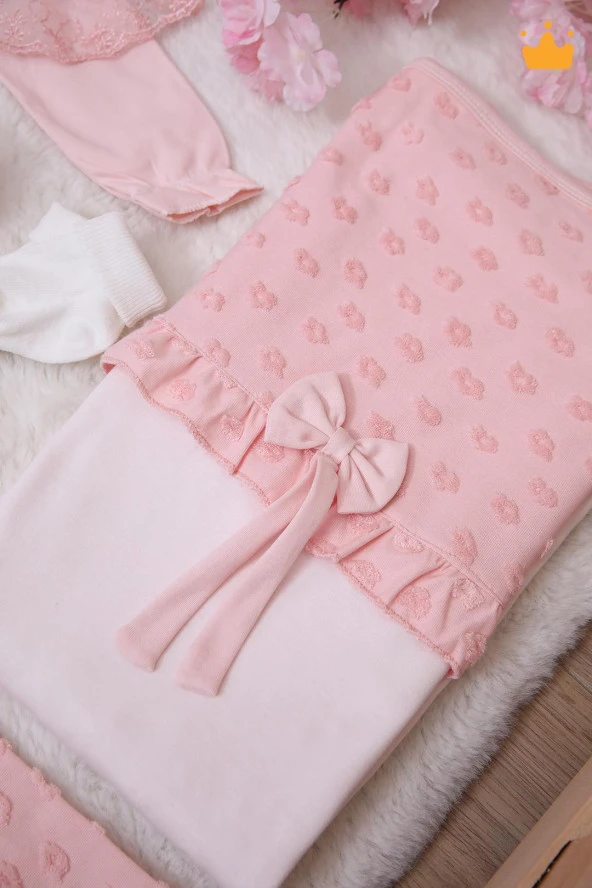 Babyhola Fırfırlı Dantelli Kız Bebek Yenidoğan 8'li Zıbın Seti 0-3 Ay Hediyelik Hastane Çıkışı Yavruağzı 5025 - 4