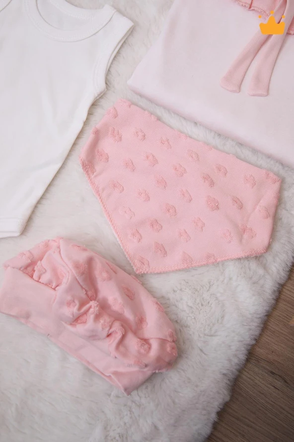 Babyhola Fırfırlı Dantelli Kız Bebek Yenidoğan 8'li Zıbın Seti 0-3 Ay Hediyelik Hastane Çıkışı Yavruağzı 5025 - 6