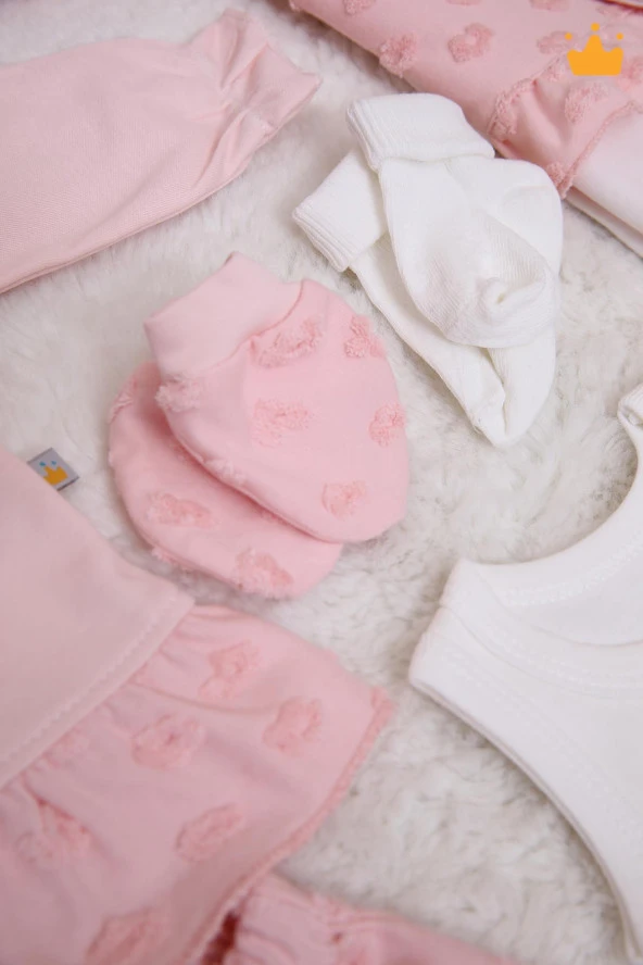 Babyhola Fırfırlı Dantelli Kız Bebek Yenidoğan 8'li Zıbın Seti 0-3 Ay Hediyelik Hastane Çıkışı Yavruağzı 5025 - 8